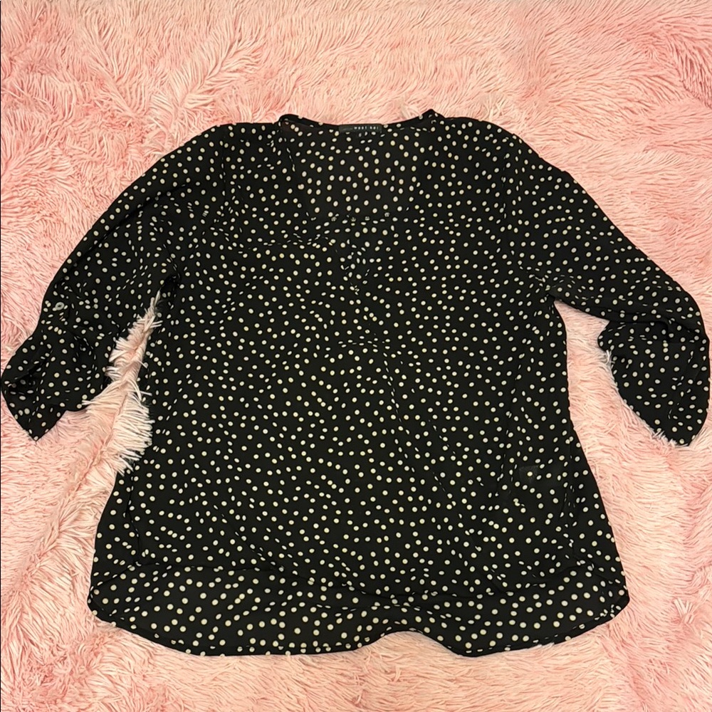 West Kei Black Polka Dot Women's Top from Stitch Fox Sz Sm